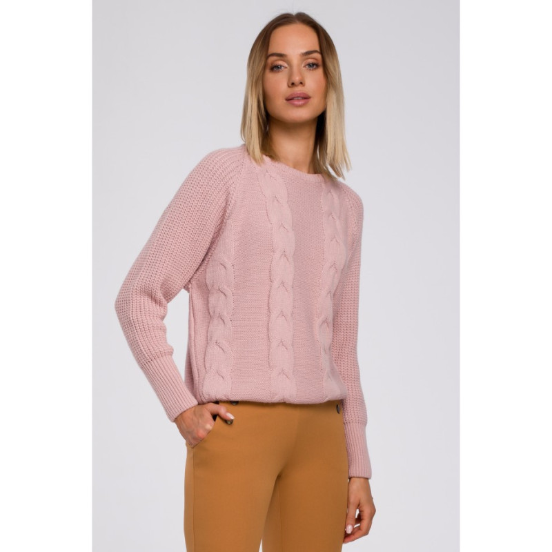 M554 Sweater with wide sleeves and checkered weave - pink