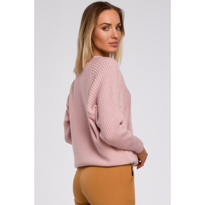 M554 Sweater with wide sleeves and checkered weave - pink