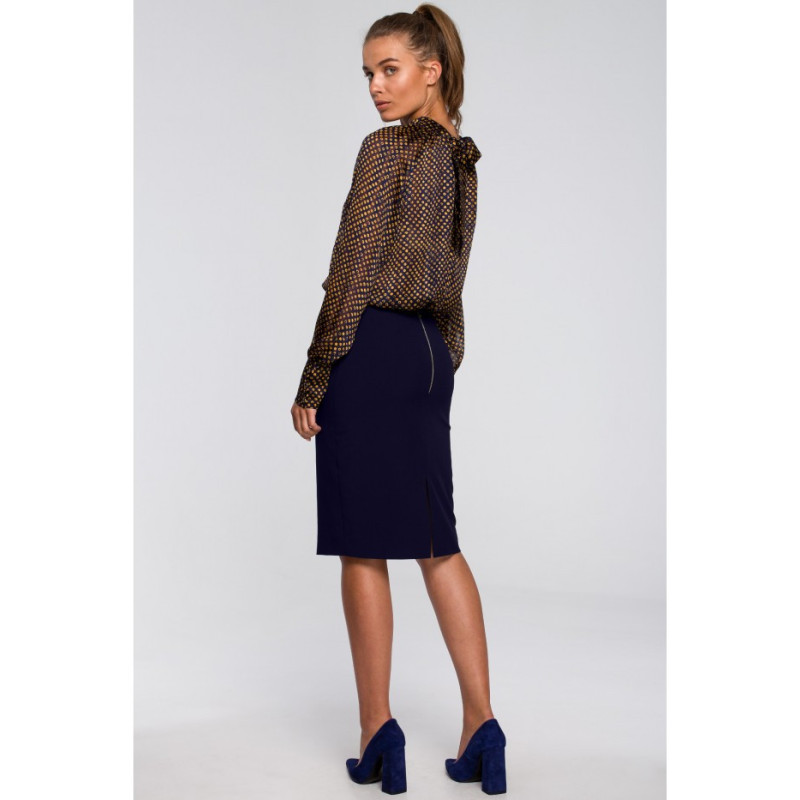 S248 Pencil skirt with zipper - navy blue