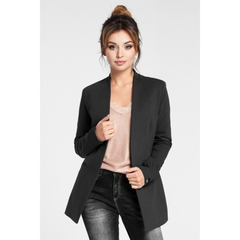 B030 Knitted unbuttoned jacket - graphite