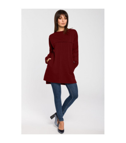 B059 Oversize tunic with stitching - maroon