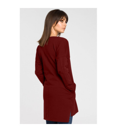 B059 Dygsniuota oversize tunika - bordo spalvos