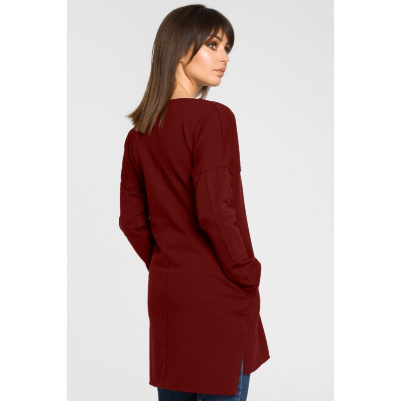 B059 Dygsniuota oversize tunika - bordo spalvos