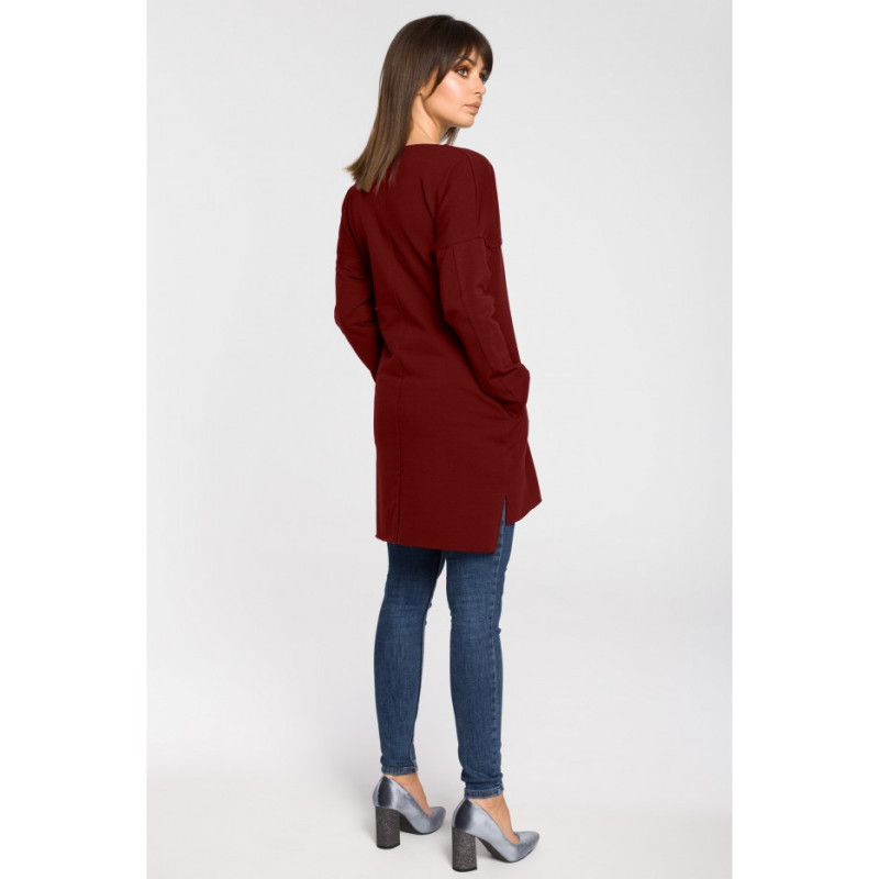 B059 Oversize tunic with stitching - maroon