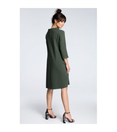 B070 Sweatshirt dress with neck tie - military green