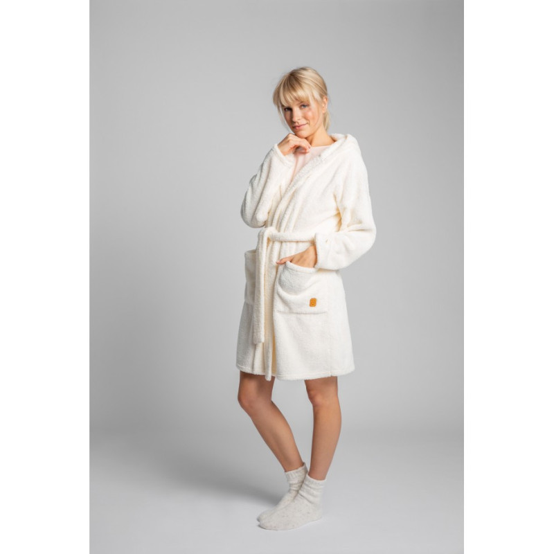 LA001 Plush hooded bathrobe - ecru