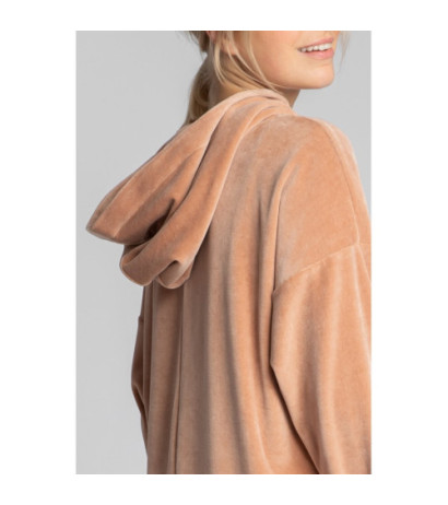 LA010 Velour dress with hood - beige