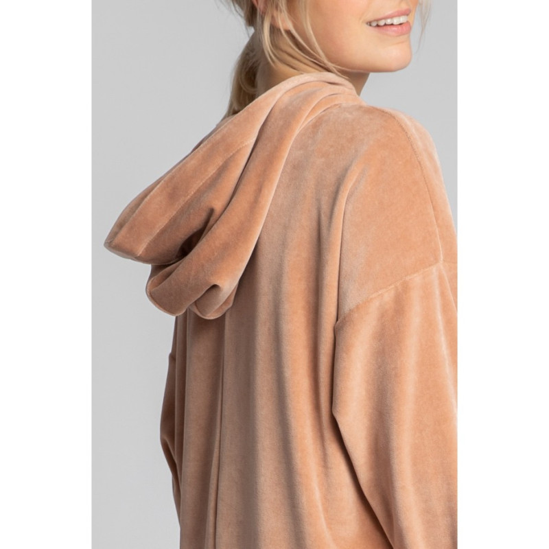 LA010 Velour dress with hood - beige