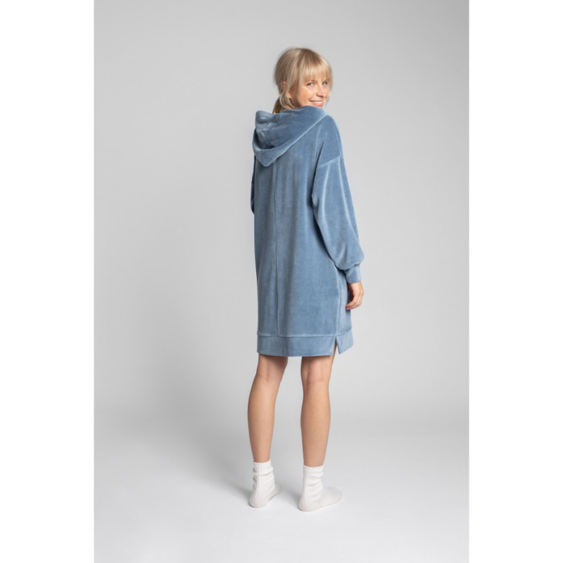 LA010 Velour dress with hood - blue