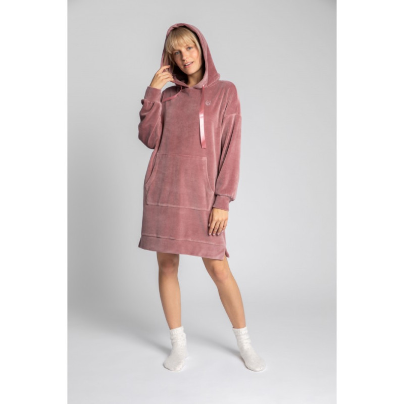 LA010 Velour dress with hood - dirty pink