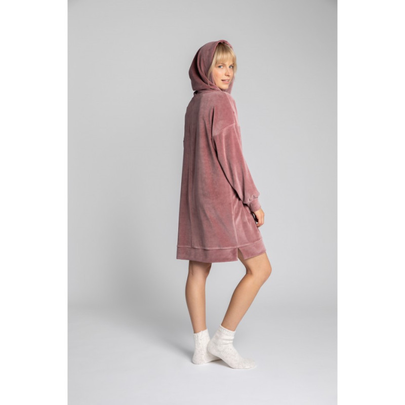 LA010 Velour dress with hood - dirty pink