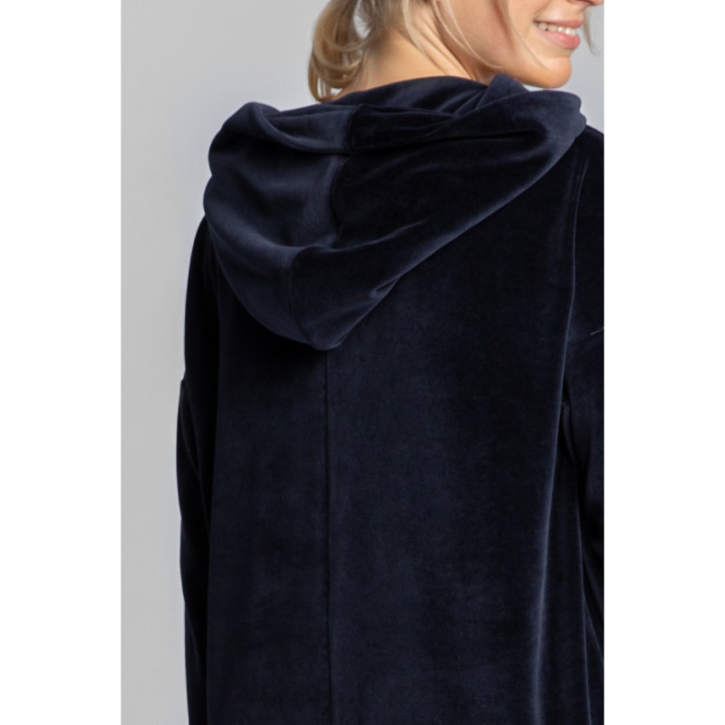 LA010 Velour dress with hood - navy blue