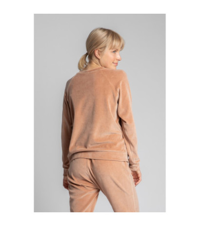 LA011 Velour sweatshirt with reglan sleeves - beige