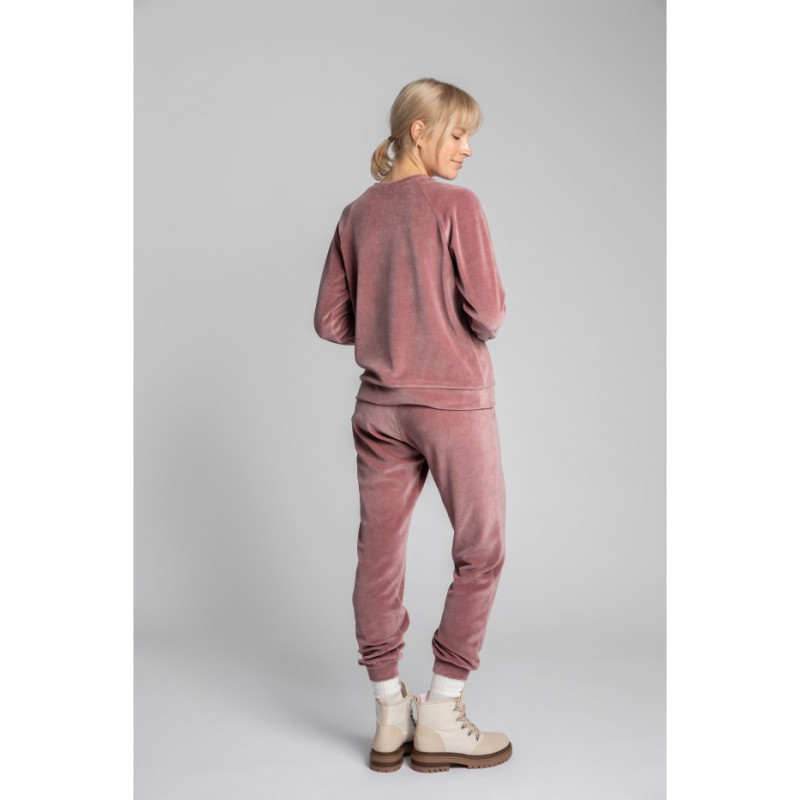 LA011 Velour sweatshirt with reglan sleeves - dirty pink