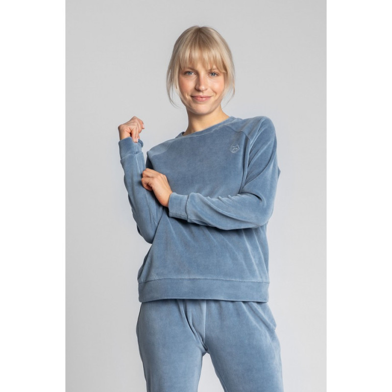 LA011 Velour sweatshirt with reglan sleeves - blue