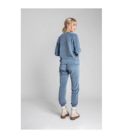 LA011 Velour sweatshirt with reglan sleeves - blue