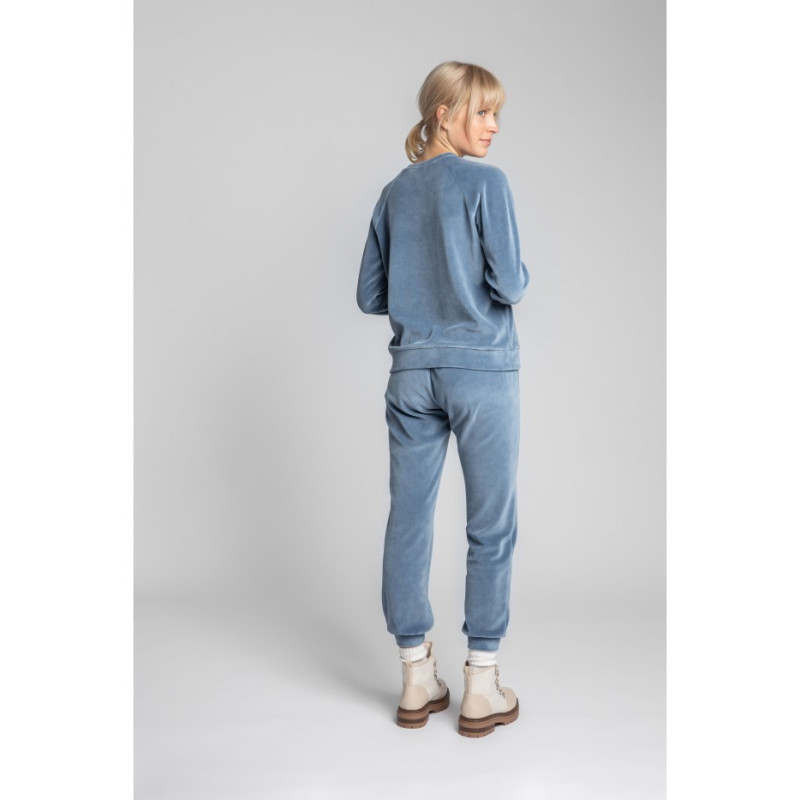 LA011 Velour sweatshirt with reglan sleeves - blue