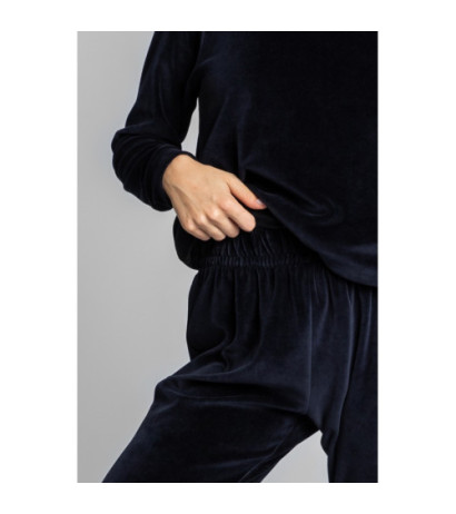 LA012 Velour joggers pants - navy blue