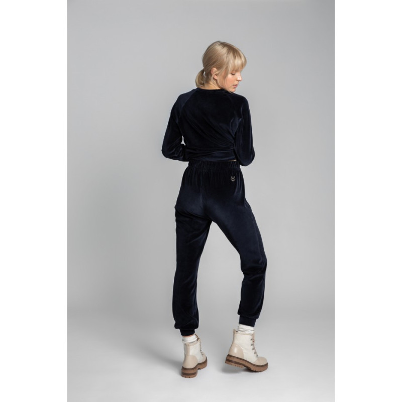 LA012 Velour joggers pants - navy blue