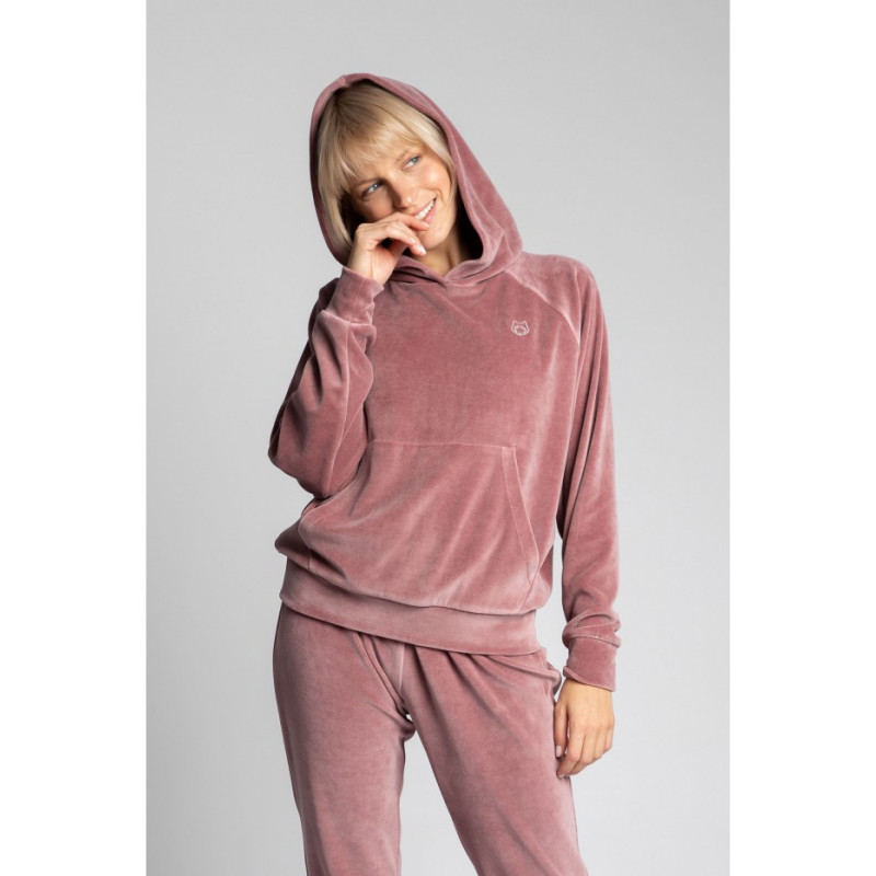 LA013 Velour sweatshirt with bat sleeves - dirty pink