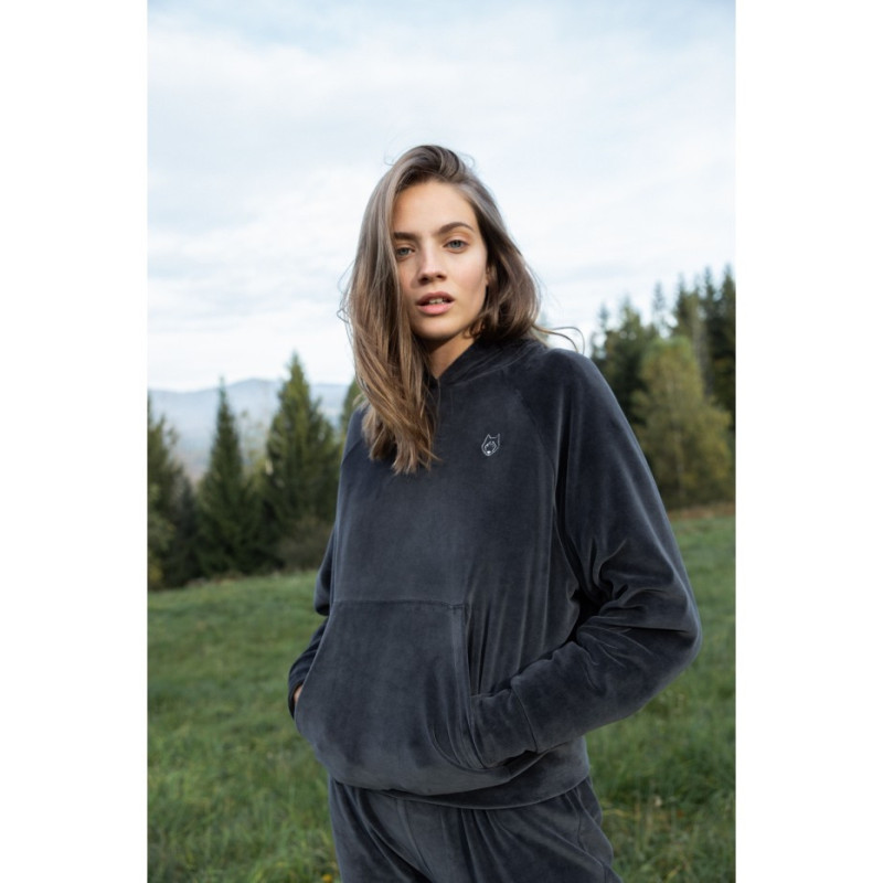 LA013 Velour sweatshirt with bat sleeves - graphite