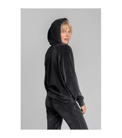 LA013 Velour sweatshirt with bat sleeves - graphite