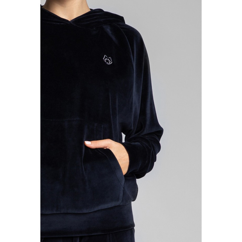 LA013 Velour sweatshirt with bat sleeves - navy blue