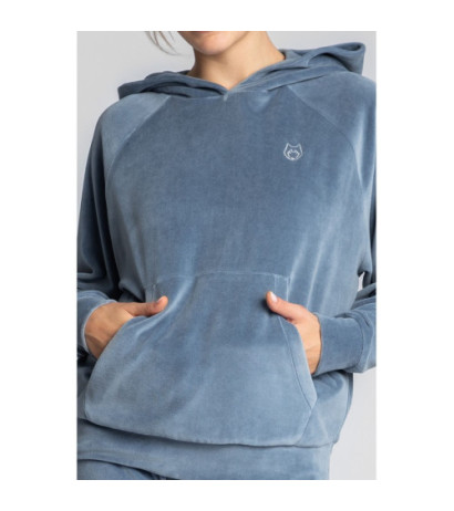 LA013 Velour sweatshirt with bat sleeves - blue