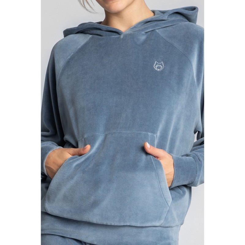 LA013 Velour sweatshirt with bat sleeves - blue