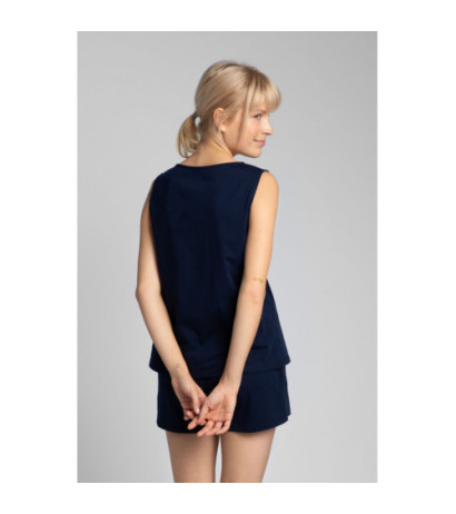 LA015 Sleeveless cotton sleep top - navy blue