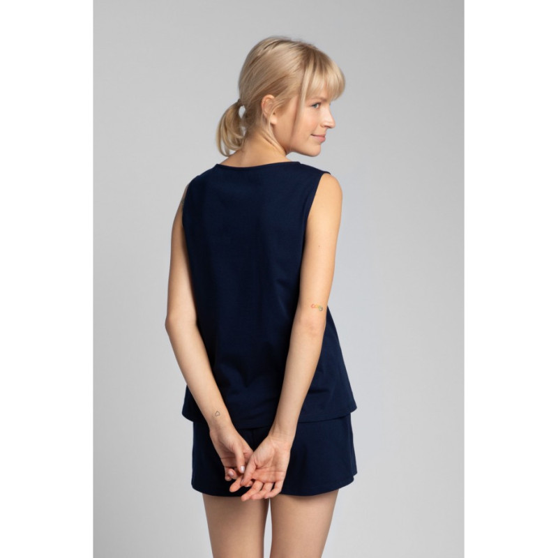 LA015 Sleeveless cotton sleep top - navy blue