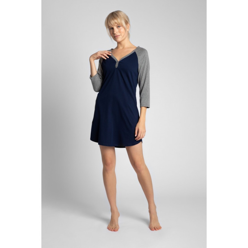 LA018 Cotton nightgown - navy blue