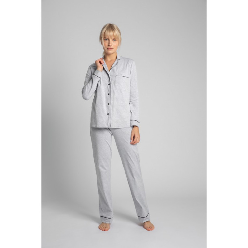 LA019 Cotton pajama shirt with collar - ashen