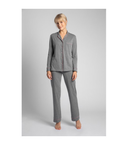 LA019 Cotton pajama shirt with collar - gray