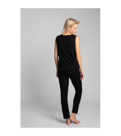 LA022 Sleeveless sleep top with pocket - black