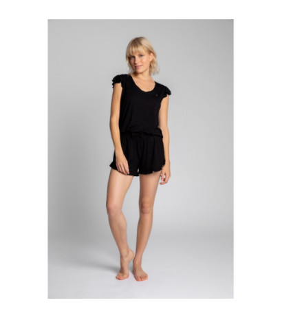 LA023 Sleeveless sleep top with ruffles - black