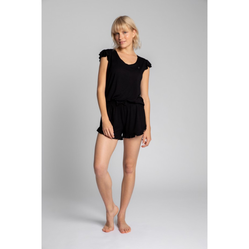 LA023 Sleeveless sleep top with ruffles - black