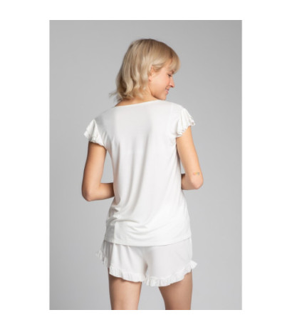 LA023 Sleeveless sleep top with frills - ecru