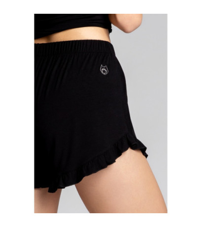 LA024 Viscose sleep shorts with frills - black