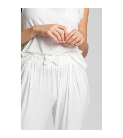 LA025 Sleeping pants with narrow legs - ecru