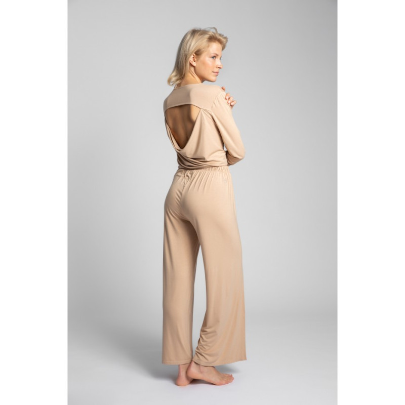 LA026 Pants with slits on legs - cappuccino