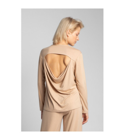 LA027 Sleeping blouse with back cutout - cappuccino