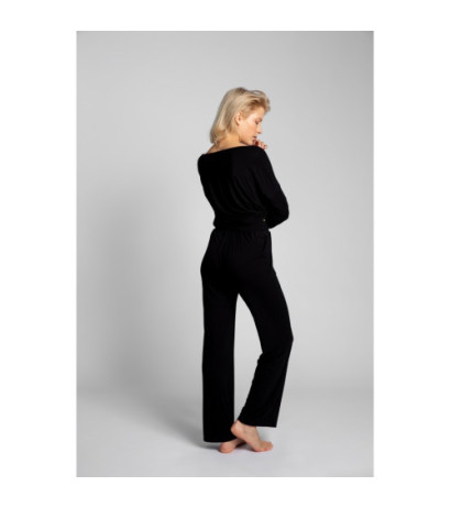 LA028 Sleeping pants with wide legs - black