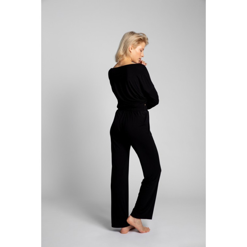 LA028 Sleeping pants with wide legs - black