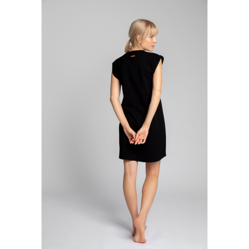 LA033 Sleeveless ribbed cotton dress - black