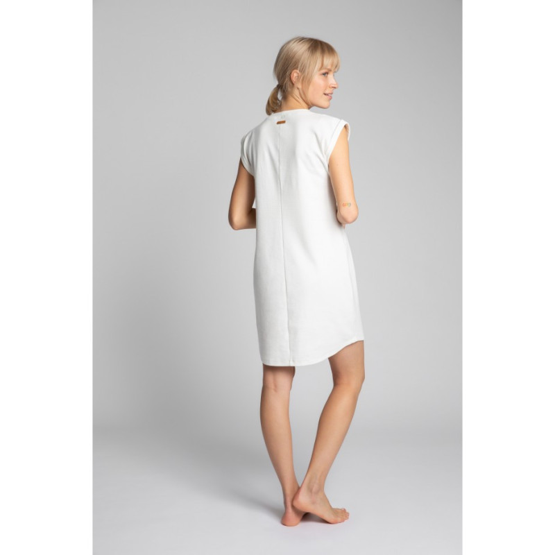 LA033 Sleeveless ribbed cotton dress - ecru