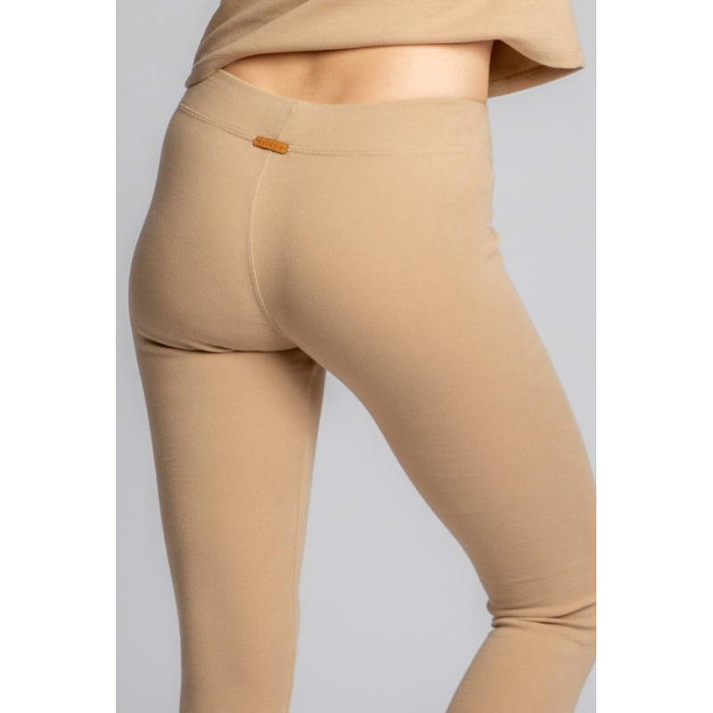 LA035 Cotton ribbed knit leggings - cappuccino