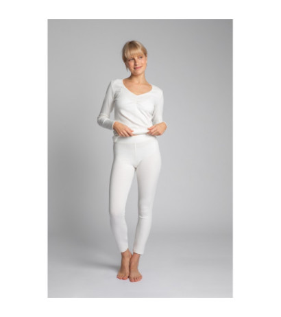 LA035 Cotton ribbed knit leggings - ecru