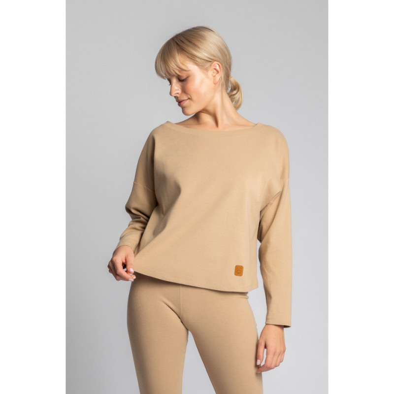 LA037 Cotton ribbed knit sweatshirt - cappuccino