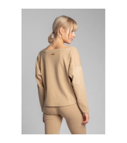 LA037 Cotton ribbed knit sweatshirt - cappuccino